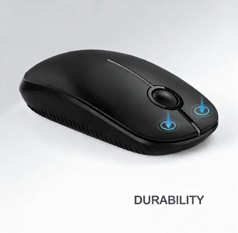 Unipows Wireless Mouse - 2.4G Slim Portable Computer Mouse with Nano Receiver, Less Noise Mobile Optical Mice for Notebook, PC, Laptop, Computer, Mac (Black) - Image 1